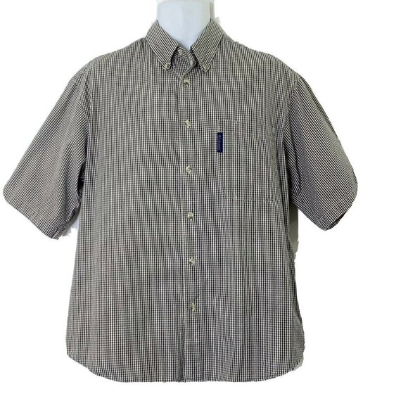Columbia Men's size Large Button Front Shirt Black White Gingham Plaid - Picture 1 of 9